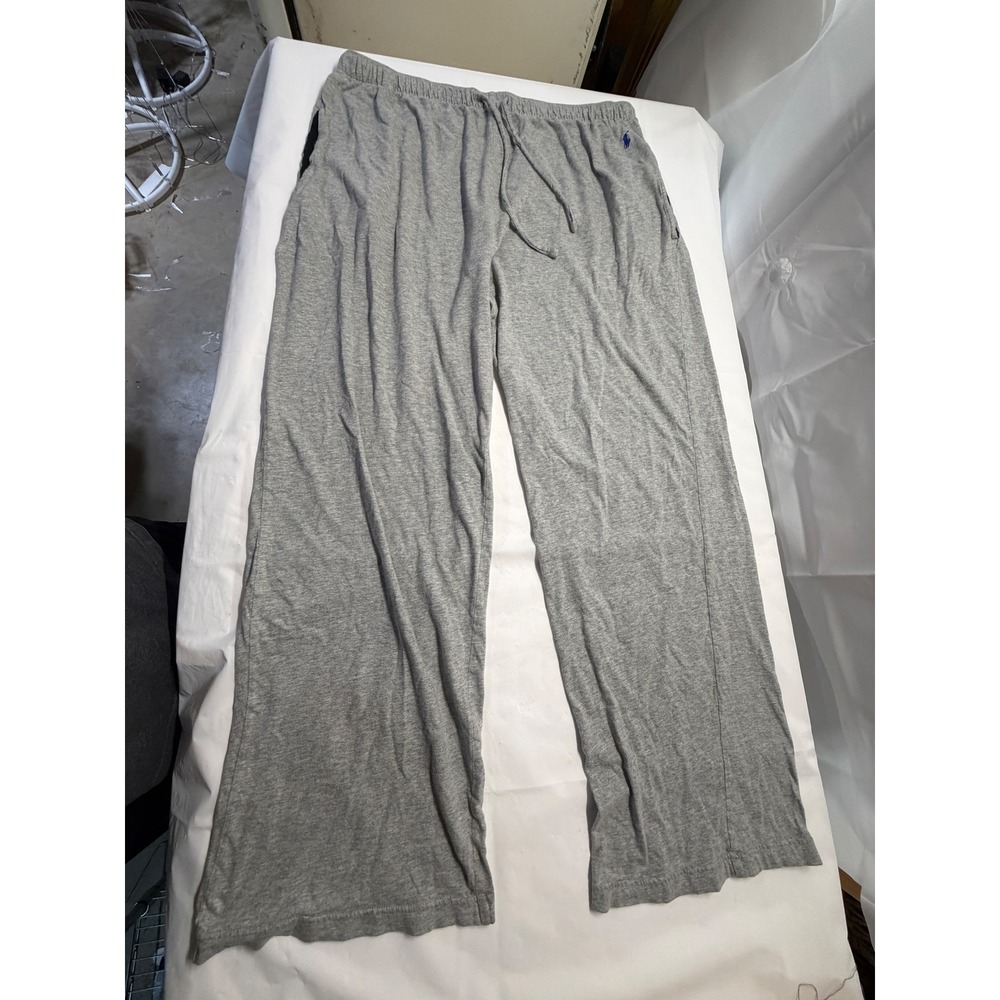 Polo‎ Ralph Lauren Mens Gray Cotton Jersey Lounge Sleep Pants Size L Pony Logo